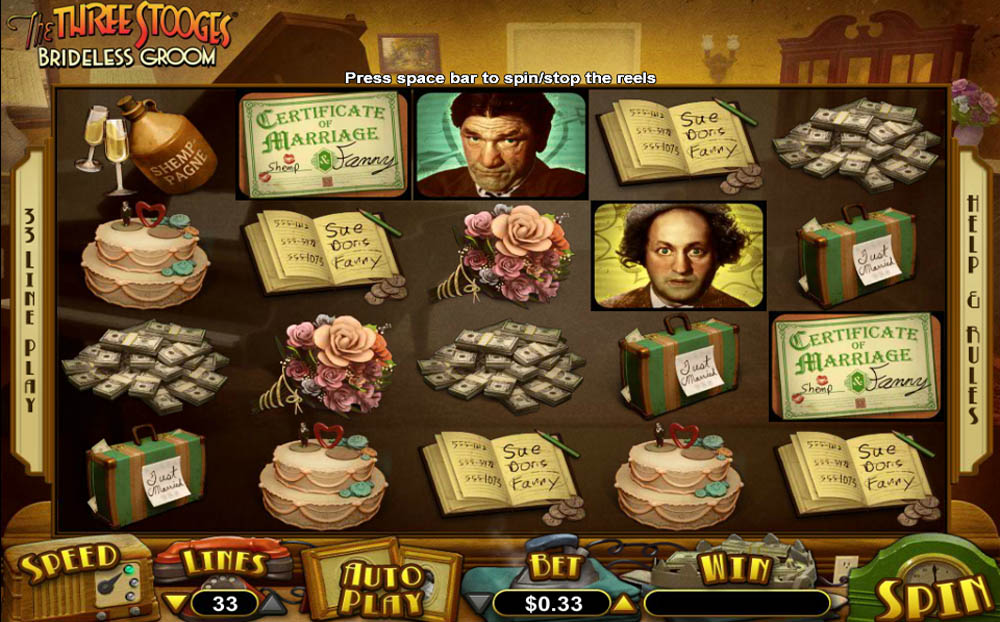 The Three Stooges Brideless Groom online slot from Real Time Gaming.